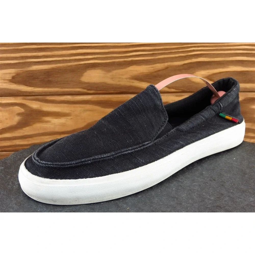 VANS Shoes Sz 6.5‎ M Black Loafer Fabric Men 721277
